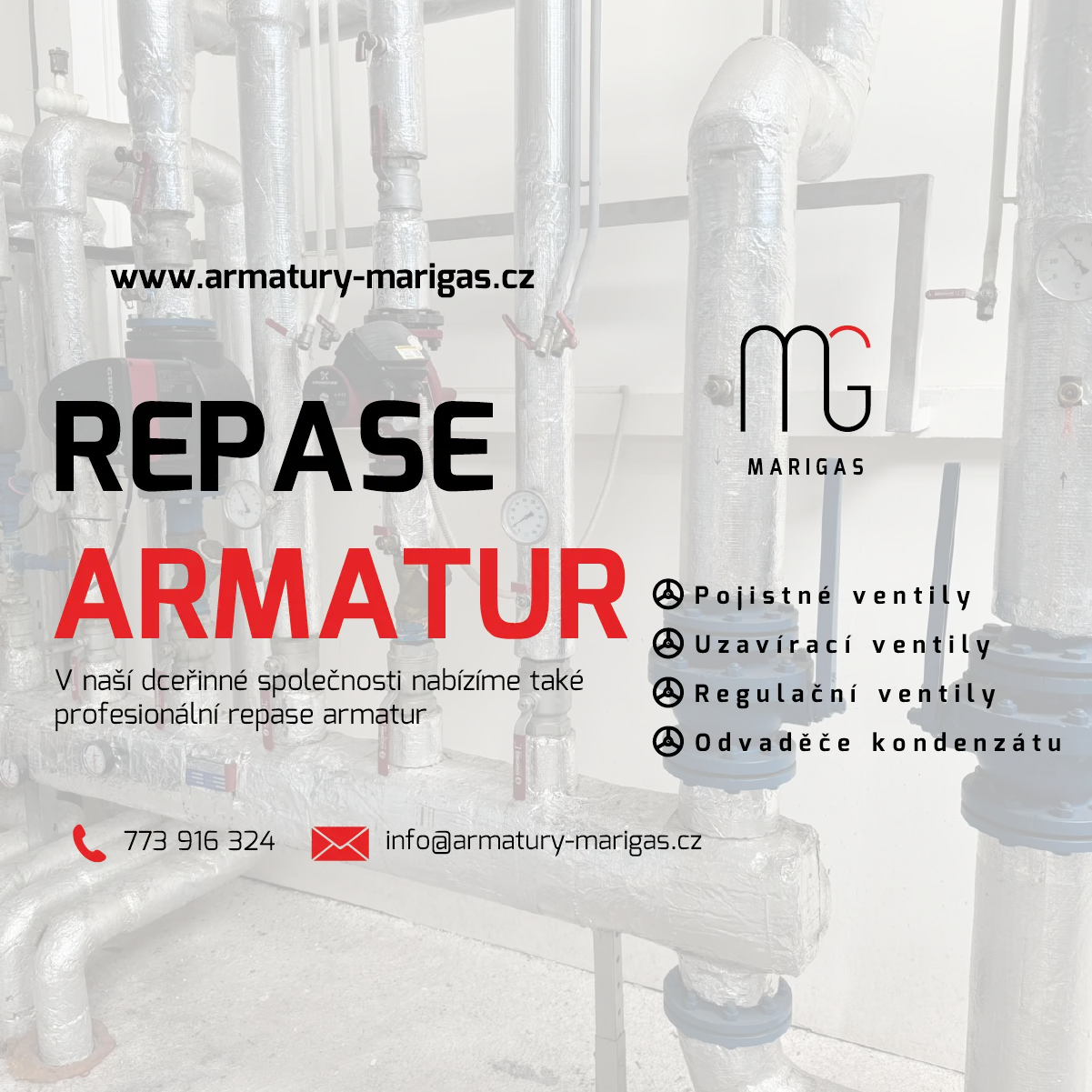 Armatury Marigas – banner pro mobilní zařízení